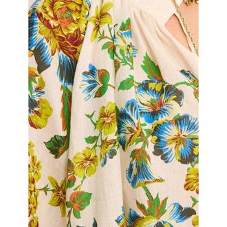 Alemais Floral-Embroidered Ramie Mini Dress - Beige