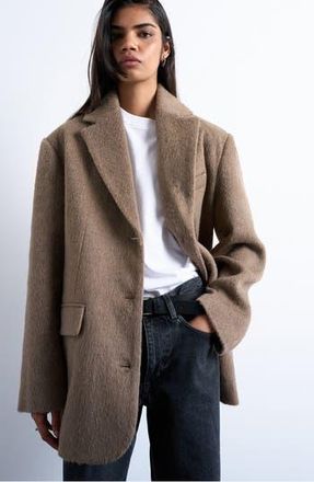 Topshop Three-Button Brushed Coat in Camel at Nordstrom Rack, Size Small