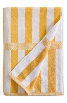 Calvin Klein Mingled Check Stripe Beach Towel in Pale Marigold/White at Nordstrom Rack