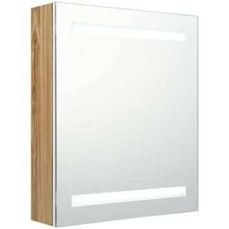 vidaXL Armario De Ba&ntilde;o Con Espejo Led Blanco Y Roble 50x14x60 Cm Vidaxl