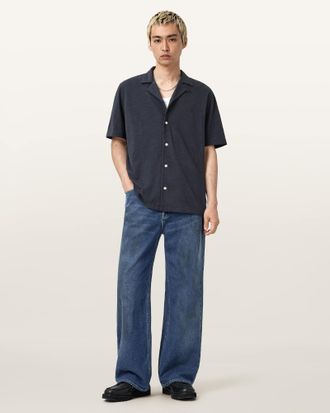 AllSaints Cotton Lenny Loose Fit Wide Leg Denim Jeans, Size: 30