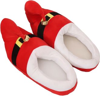 Generic Novelty Christmas Slippers for Women, Cartoon Plush Cotton Slip On House Shoes Warm Indoor Winter Slipper Comfortable Home Footwear for Couples