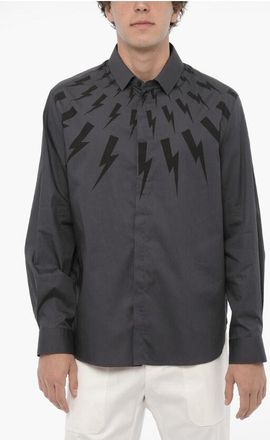 Neil Barrett Loose Fit Shirt FAIRISLE THUNDERBOLT size Xl