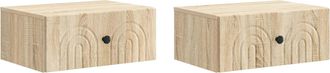 vidaXL Mesita De Noche De Pared 2 Uds. Roble Sonoma 49 X 34,5 X 20 Cm Vidaxl
