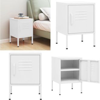 vidaXL Comodino Bianco 35x35x51 cm in Acciaio - Comodino moderno - Comodino con mensola regolabile