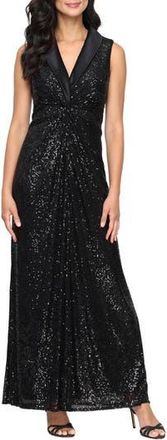 Alex Evenings Sleeveless Sequin Embellished Evening Gown in Black at Nordstrom Rack, Size 12