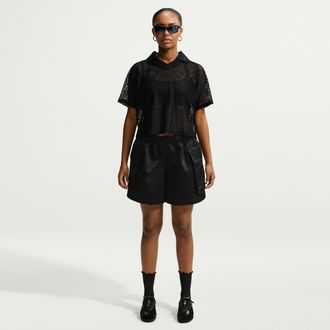 Nike Womens Nike Sportswear Loose Mid-Rise Satin Cargo Shorts in Black | IV5025-010