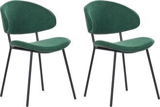 Beliani Beliani - Conjunto De 2 Sillas De Comedor Modernas Asiento Tapizado En Tela Respaldo Curvo Sin Reposabrazos Patas Negras Verde Kiana
