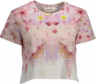 Desigual Chique Roze Geborduurd Katoenen T-shirt - Dames - T-shirts - Veelkleurig - L - Katoen - Tops