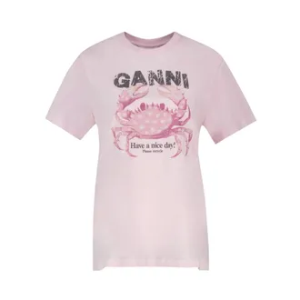 Ganni Dames, Tops, Roze, Maat: S Katoen