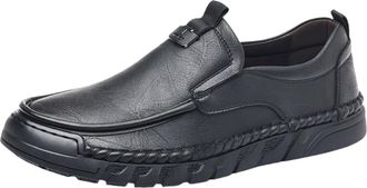 Generic Mens Business Slip-On Leather Shoes Soft Low Cut Loafers Breathable Comfy Moccasins Easy Wear Non-Slip Footwear Vintage Loafers for Office Work and Da