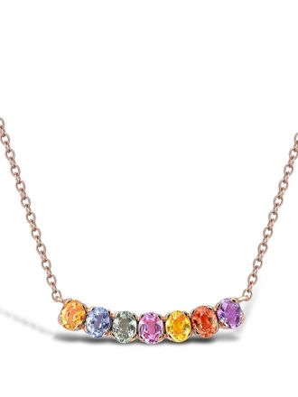 Pragnell Collana con pendente Fancy in oro rosa 18kt e zaffiro