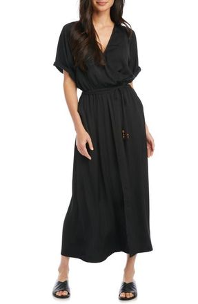 Karen Kane Cuffed Sleeve Midi Dress in Black at Nordstrom, Size Large