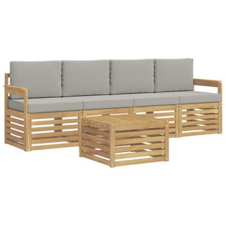 vidaXL Conjunto De Sof&aacute;s De Exterior 5 Pcs Blanco Y Gris Claro Vidaxl