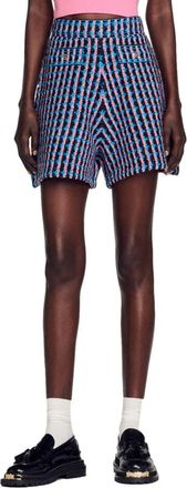 Sandro Gilo High Waist Tweed Shorts in Noir /Bleu at Nordstrom Rack, Size 2-4 Us / 36 Eu