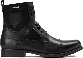 Kazar Zwarte herenlaarzen - Heren - Veterlaarzen - Zwart - 45 EU - Leer - Schoenen