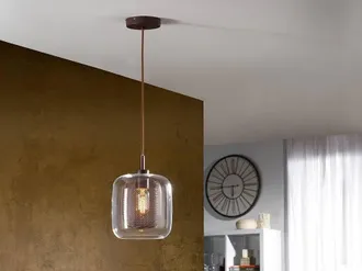 Netlighting Fox Crystal Ceiling Pendant Mesh Brown E27 UK Stock
