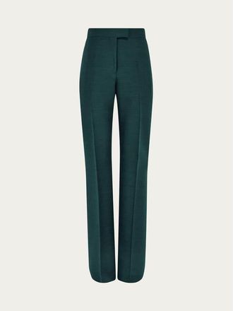 Ferragamo Dark Green Tailored Trousers, Brand Size 44 (US Size 10)