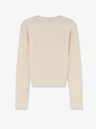 Loewe Womens Wool Sweater With Embroidered Logo - White