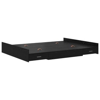 Berkfield Home Storage Bed Frame Black oak 140 x 190 cm Engineered wood