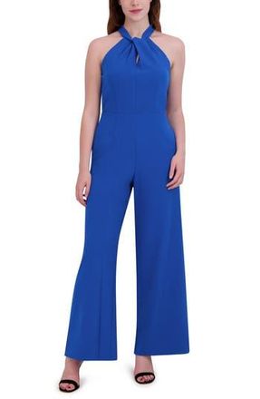 Julia Jordan Halter Neck Wide Leg Jumpsuit in Blue at Nordstrom Rack, Size 12