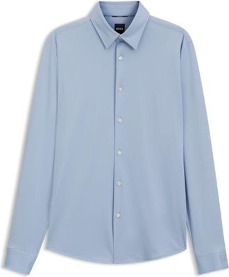 BOSS Slim-fit shirt in structured performance stretch fabric