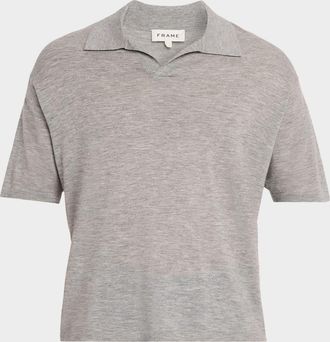 Frame Denim Men & apos;s Wool and Cashmere Johnny Collar Short-Sleeve Polo Sweater