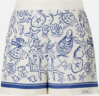 SIMKHAI Keaton printed linen-blend shorts