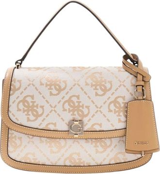 Guess Tassen, Dames, Beige, ONE Size, Polyester, Audrey Logo Convertible Crossbody Flap