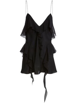 Khaite The Piet ruffled silk top - Black