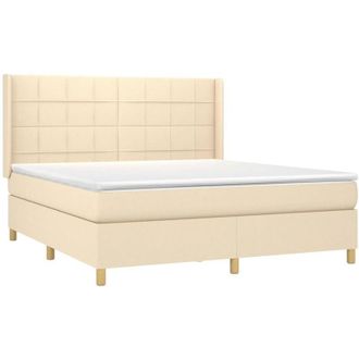 vidaXL Vidaxl - Cama Box Spring Colch&oacute;n Y Luces Led Tela Crema 160x200 Cm