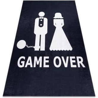 RugsX Rugsx - Alfombra Lavable Bambino 2104 game Over Boda, Despedida De Soltero, Antideslizante - Negro Black 120x170 Cm