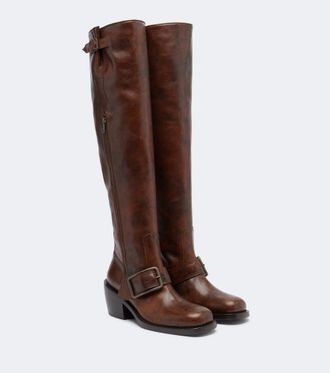 Dries Van Noten Leather over-the-knee boots