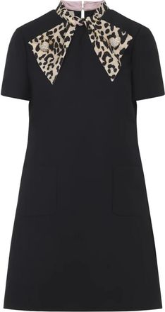 Valentino Crepe Couture Korte Jurk - Dames - Korte kleedjes - Zwart - L - Wol - Kleedjes