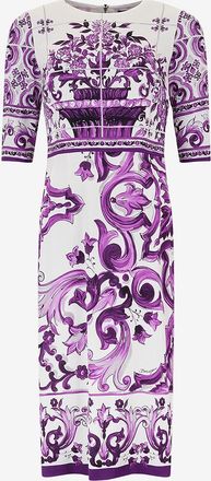 Dolce & Gabbana Midi-Etuikleid aus Seidencharmeuse Majolica