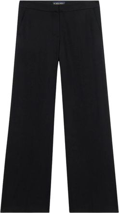 Brooks Brothers Wijde broek van maagdelijke wol - Dames - Wijde Broeken - Zwart - L - Wol - Broeken