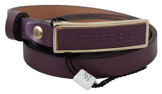 Gianfranco Ferre gold Logo Buckle Waist Leather Skinny Womens Belt