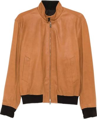 Tagliatore Bomber Jackets, male, Brown, Size: M Leather Outerwear Tagliatore