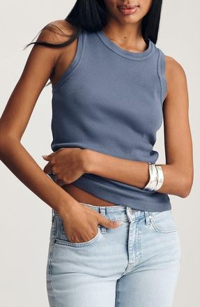 Mavi Crewneck Rib Tank in Blue Indigo at Nordstrom, Size Medium