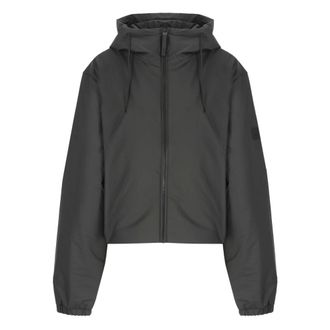 Rains Zwarte regenjas met capuchon en zakken - Dames - Zomerjassen - Zwart - L - Jassen