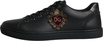 Dolce & Gabbana Black London Sacred Heart Men Sneakers Mens Shoes