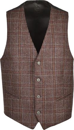 Old Crest Brown/Green Checkered Tailored Wool-Blend Vest