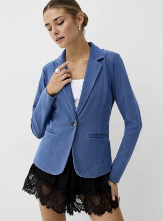 Ichi Womens Supple cinched faux-denim Blazer Jacket