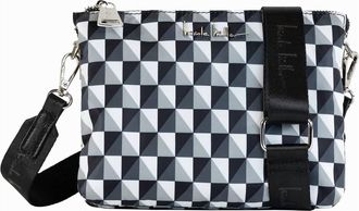 Nicole Miller Womens Nylon Crossbody Bag In Black And White Checkers