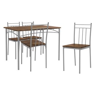 ML Design Ml-design - Mesa De Comedor Con 4 Sillas Vintage Juego De Comedor De 5 Piezas Para 4 Personas Grupo De Asientos Completo De Madera Con Patas De Metal 