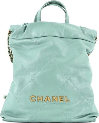 Chanel 22 Chain Quilted Calfskin Medium backpack - Groen