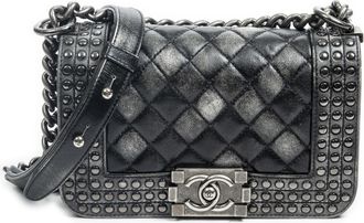 Chanel Pre-owned Womens Paris-Dallas Small Studded Boy Shoulder Bag - Grey - One Size