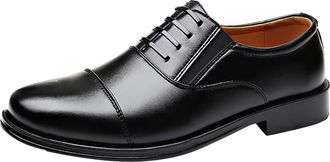 Generic Mens Leather Business Shoes Classic Lace-ups Derbys Patent Plus Size Oxfords Pointed Toe Leather Shoe Block Heel Non Slip Causal Low Top Shoewear for 