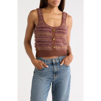 L'agence Galene Mixed Stitch Crop Sweater Tank in Natural/Mauve Multi at Nordstrom Rack, Size X-Large