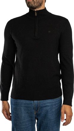 Superdry Ess LW Wollen Mix Gebreide Trui Met Halve Rits, Zwart